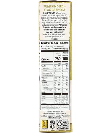 Organic Pumpkin Seed & Flax Granola Cereal - Nature's Path 11.5 oz | Healthy Breakfast - Buy Online on GoSupps.com