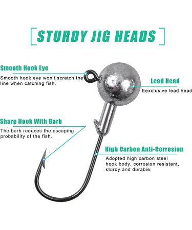 Jig Heads & Angel Hook Set - 30 Stk Rubber Fishing Jig Hooks with Round Jighead for Predatory Fishing | High-Quality Lead Head Hooks - Buy Online on GoSupps.com
