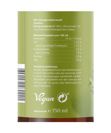 Effective Nature Celery Juice 750ml - Organic Biodynamic German Juice Low Calorie & Nutrient-Rich - Buy Online on GoSupps.com