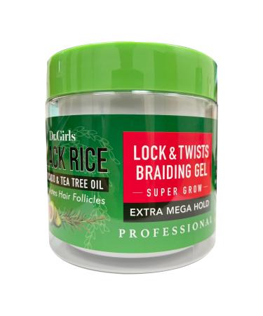 R&B Collection Dr. Girls Black Rice Lock & Twists Braiding Gel/24 Hour Hold/Extra Mega Hold/Moisturizing (17.6 oz) - Avocado and Tea Tree Oil