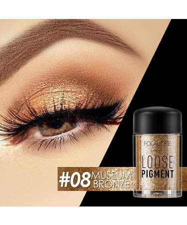 FOCALLURE Organic Loose Powder Eyeshadow - High Pigmented Glitter Shadows - Museum Bronze - Long Lasting Natural Eye Makeup - Buy Online on GoSupps.com