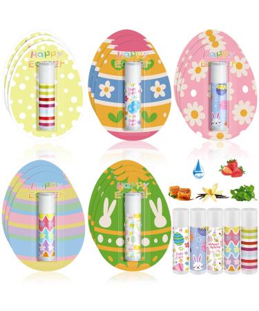 Leelosp 15 Pack Easter Lip Balm Bulk Easter Egg Basket Fillers Stuffers Gifts Natural Care Moisturizing Lip Balm for Family Party Favors Employee Appreciation Women Teachers Staff