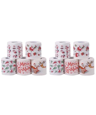Bumdenuu 5 Styles Paper Roll Tissue Paper Towels Xmas Office Room Toilet Paper 10 Roll