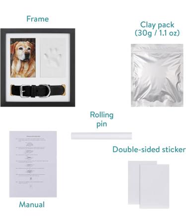 Navaris Pet Paw Print Kit Frame - 3-in-1 - Dog Paw Print Kit - Cat Paw Print Clay Kit for Home Decoration - Puppy Photo Frames for Wall Hanging and Decor Black - Buy Online on GoSupps.com