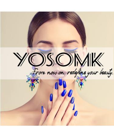 YOSOMK Gradient Nude Almond Fake Nails with Leaf Design - Medium Length, Glossy Finish | Ombre Full Cover Acrylic False Nails for Women - Buy Online on GoSupps.com