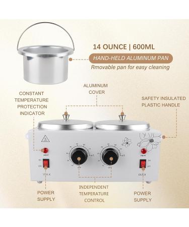DaizySight Double Wax Warmer for Painless Hair Removal Professional Beauty Salon Wax Heater Pot for Women Men Domestic with Adjustable Temperature Set 220V (Double Pots) - Buy Online on GoSupps.com