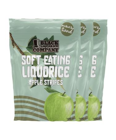 Black Liquorice Company - Soft Eating Liquorice Apple Stripes 3 x 165g