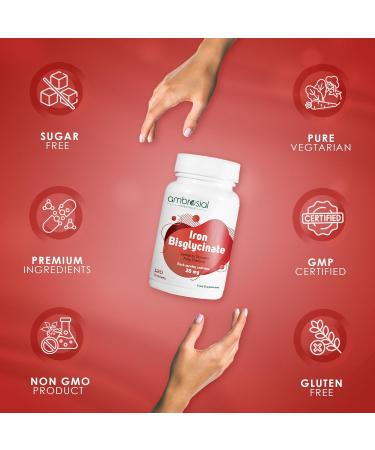 Ambrosial Iron Bisglycinate 28Mg Tablets Pack of 1-120 Tablets 120 Count (Pack of 1) - Buy Online on GoSupps.com