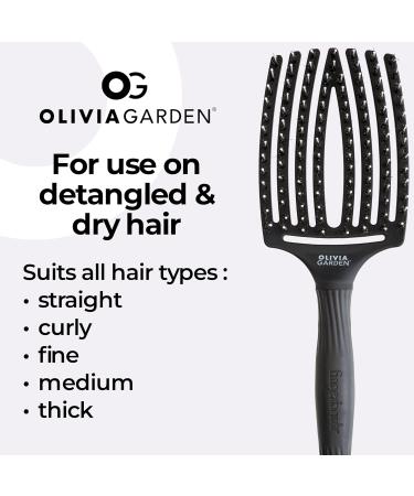 Olivia Garden Fingerbrush - Large Black Brush with Boar & Nylon Bristles for Perfect Styling - International Shipping Available - Buy Online on GoSupps.com