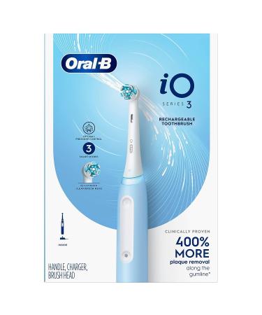 Oral-B iO3 Electric Toothbrush Bundle - Icy Blue | Ultimate Clean Brush Head & Charger - Buy Online on GoSupps.com