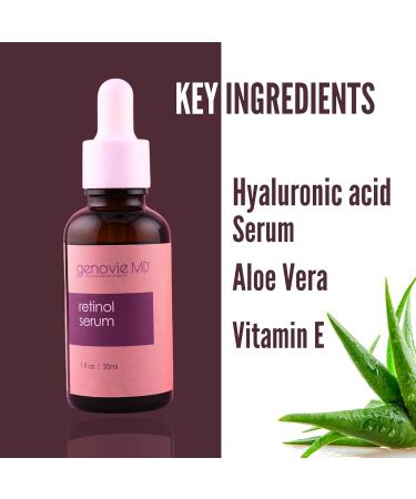 Genovie MD Retinol Serum - Anti-Aging Face Serum with Hyaluronic Acid & Jojoba Oil for Fine Lines & Hydration - 1 fl oz - Buy Online on GoSupps.com