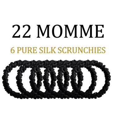 22 Momme 100% Mulberry Silk Hair Ties - 6PCS Black Satin Scrunchies for Women and Girls - Buy Online on GoSupps.com