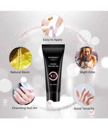 Phoenixy Poly Nail Gel Kit - 7 Colors | Nail Extension Gel Set with UV LED Lamp | Manicure Starter Gift for Women - Buy Online on GoSupps.com