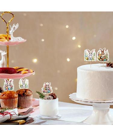 Easter Bunny Cupcake Toppers 8 Pcs Bunnies Cake Topper Reusable Easter Cupcake Toppers Wafer Rice Paper Cake Toppers Easter Party Cake Decorations - Buy Online on GoSupps.com