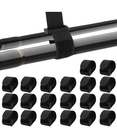 Molain 20 pieces of fishing rods adjustable fishing rod straps rod straps Velcro with buckle for fishing rods badminton racket golf club black 20 * 2.5cm