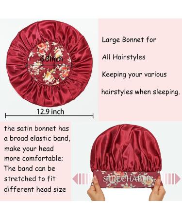 Satin Bonnet 4 Pack for Black Women - Silk Sleep Caps for Curly Hair - Wide Soft Band - Hair Bonnet for Sleeping - Set of 4 - Buy Online on GoSupps.com