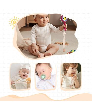 IOSPKKIO 3-Piece Pacifier Clip Set for Boys & Girls - Handmade Braided Cotton Holders with Wooden Clips - Beige Baby Shower Gift - Buy Online on GoSupps.com