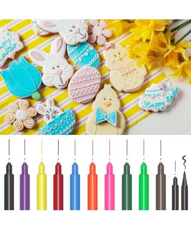 Edible Food Colour Pens 10 Colours Double Sided Food Grade Food Coloring Markers Icing Pens with Fine & Thick Tip Cookies Baking Marker Gourmet Writers for Cake Decorating Frosting - Buy Online on GoSupps.com