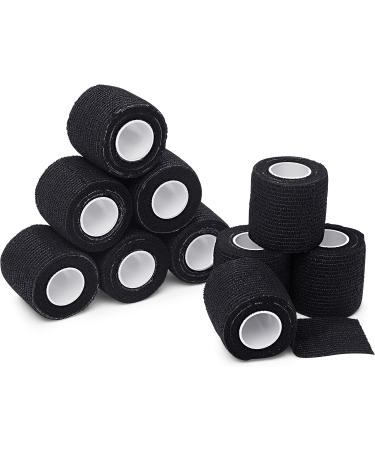 Self Adherent Cohesive Wrap Bandages 2 Inch by 5 Yards - Self Adhesive Non Woven Bandage Rolls - Black Athletic Tape for Wrist - Breathable Athletic Tape - Stretch Wrap Roll - Ankle Tape (10 Pack) 10 Pack Black