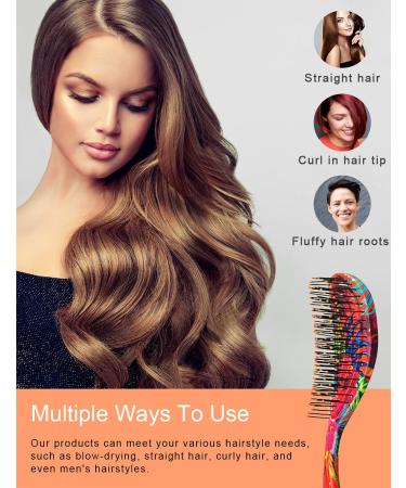 Vented Hair Detangling Brush with Wide Tooth Comb for Women & Kids - Wet/Dry/Curly - Minimize Breakage & Split-Ends - Includes 3 Styling Clips (Tropical Leaves) - Buy Online on GoSupps.com