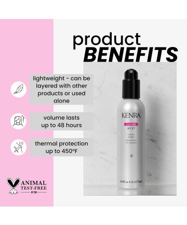 Kenra Volume Mist 2 | Volume Builder | Lightweight Fine Mist | Low Hold Flexible Fininsh | Thermal Protection | Volume That Lasts Up To 48 hours | All Hair Types | 6 fl. oz. 6 Fl Oz (Pack of 1) - Buy Online on GoSupps.com
