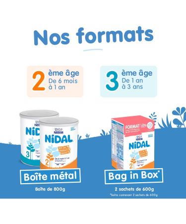 Nestl Nidal 2 Lait b b 2 me ge en poudre de 6 12 mois - Bag in Box de 2 sachets de 600g Multiple 1.2 kg (Lot de 1) - Buy Online on GoSupps.com