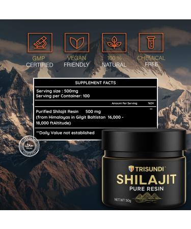 Trisundi Himalayan Shilajit Resin 50g | 100% Natural & Organic | Boosts Energy Strength & Immunity | Premium Supplement for Men & Women | No Additives - Buy Online on GoSupps.com