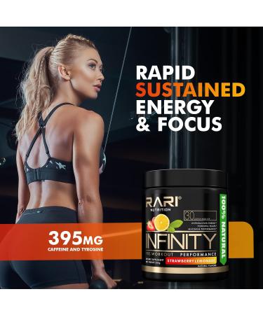 RARI Nutrition - Infinity Pre Workout Powder - Natural Preworkout Energy Supplement for Men and Women - Keto and Vegan Friendly - No Creatine - 30 Servings - (Strawberry Lemonade) - Buy Online on GoSupps.com