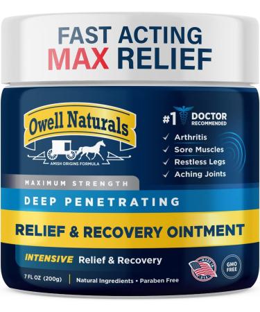 OWELL NATURALS Joint and Muscle Relief Ointment - 7oz - Maximum Strength All Natural Discomfort Reliever for Joint  Muscle  Knee  Back  Neuropathy - 5 Powerful Ingredients 7 Fl Oz (Pack of 1)