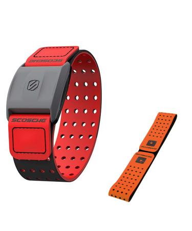 Scosche Rhythm+ Heart Rate Monitor Armband Optical Heart Rate Armband Monitor with Dual Band Radio ANT+ and Bluetooth Smart Red