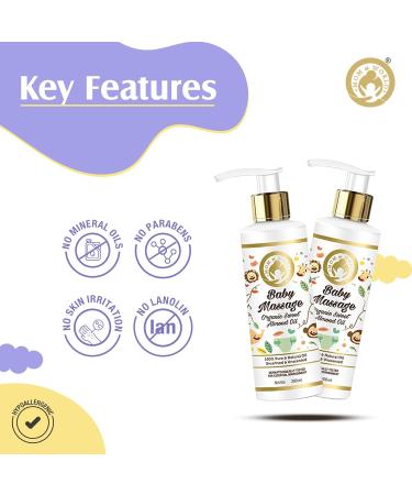 Mom & World Baby Massage Oil - 100% Pure Organic Sweet Almond Oil Cold Pressed Hypoallergenic 200ml - Buy Online on GoSupps.com