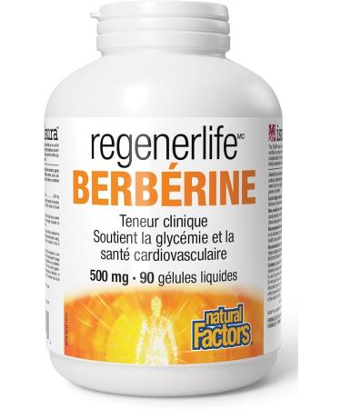 Natural Factors Regenerlife Berberine 500mg 90 liquid softgels Clinical Strength Helps Support Blood Sugar and Cardiovascular Health - Buy Online on GoSupps.com