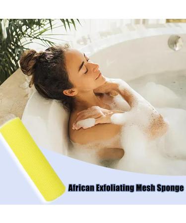 African Bath Sponge African Mesh Cloth Shower Net Scrubber Washcloth - Elastic Bath Sponges Dead Skin Removal for Women & Men Daily Use Yellow - Buy Online on GoSupps.com