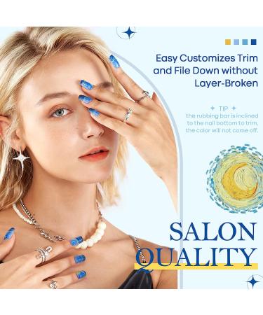 Blue Press on Nails GLAMERMAID A2 - Starry Night Ink | Long Lasting | Easy Application - Buy Online on GoSupps.com