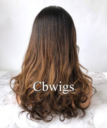 CBWIGS Long Wavy Lace Front Wig - 16 Ombre Brown Brazilian Remy Human Hair 150% Density Bleached Knots - Buy Online on GoSupps.com