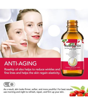 Rosehip Oil 60 ml for Face Care Anti-Aging Skin Scars and Stretch Marks Hair Moisturizes Body Skin Cold Pressed Skin Pure and Natural Moisturizing and Nourishing - Buy Online on GoSupps.com