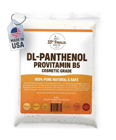 Pure DL-Panthenol Powder (2oz) | Provitamin B5 Powder, Cosmetic Grade | For Hair Care, Skin Care, Nails Deep Moisturizer, Panthenol Cream, Hair Conditioner, Shampoo, Soap, Lotion | 2 OUNCES