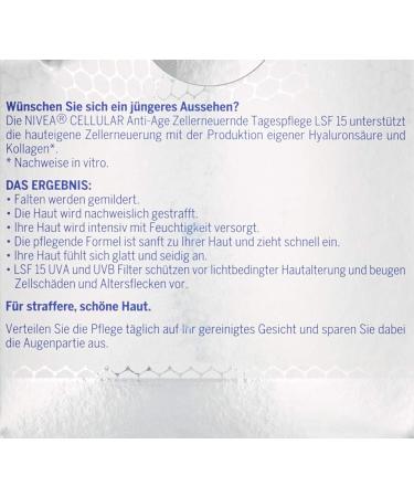 Beiersdorf NIVEA Hyawron Cellular Filler Anti agriculture day cream 1 x 50 ml protecting day cream with SPF 15 effective antiripping cream - Buy Online on GoSupps.com