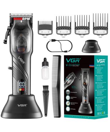 VGR Professional Hair Clippers for Men Electric Adjustable Hair and Beard Trimmer USB Rechargeable T Blade Hair Cutting Kit LED Display Barber Clipper VGR-269