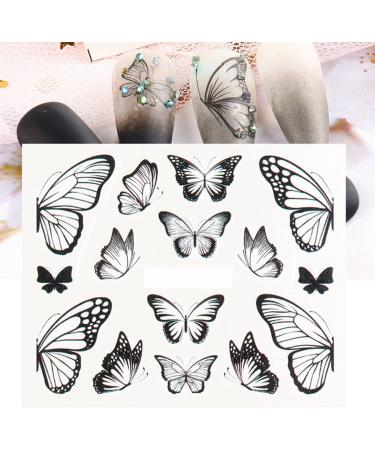 Black Butterfly Nail Stickers - 4 Sheets Water Transfer Decals for Nail Art Designs - Buy Online on GoSupps.com