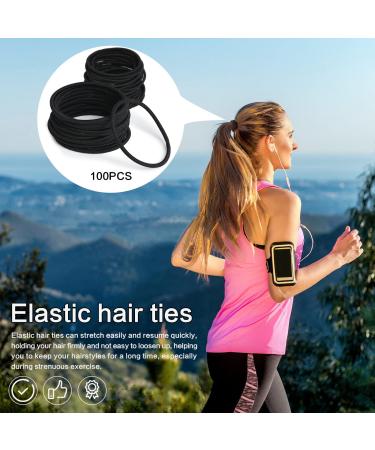 Pack of 100 Black Elastic Hair Ties - No Metal Perfect for Women Men Girls & Children - Worldwide Shipping - Buy Online on GoSupps.com