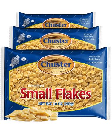 Chuster Square-Shaped Quadretti Style Pasta Flakes | Bulk 3 Pack (10oz) | Enriched Mini Noodles for Soups, Stews, Beef Consommé, or Clear Broths | Cooks in 10 Minutes! | Low Sodium, Kosher Pareve Square Flakes Small (Pack …