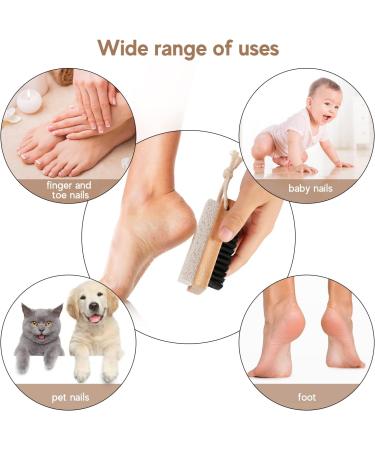 2-in-1 Nail Brushes for Cleaning Fingernails & Exfoliating Feet - Wooden Foot Scrubber with Pumice Stone | Manicure Pedicure Tools - Buy Online on GoSupps.com