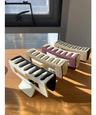 4 Pack of Trendy Two-Colored Hair Clips 4.1 inches Rectangular Shaped Hair Sharktooth Claws