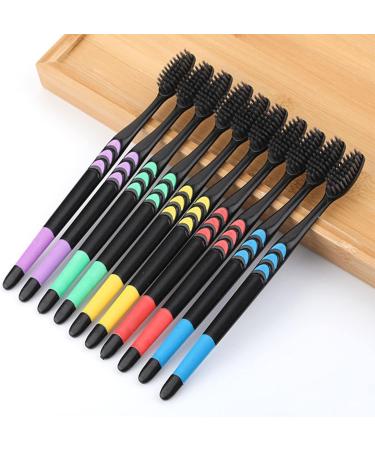 Soft Bamboo Coal Toothbrush Set for Adults - Antibacterial Fine Bristles Travel-Friendly | Eco-Friendly & Gentle Care for Men & Women - Buy Online on GoSupps.com