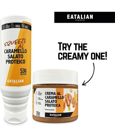 EATALIAN by AMZ BETTER Topping with Protein Salted Caramel Sweet Protein Cream in a 300 gr Squeezer Made in Italy Ideal Salted Caramel Sauce to Garnish Ice Cream Sweets and Dessert - Buy Online on GoSupps.com