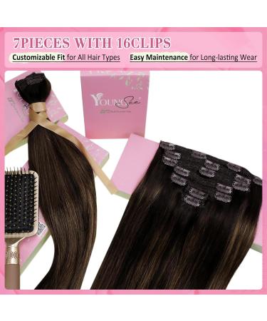 Youngsee 40 cm Brown Ombre Clip-In Extensions - Real Hair 120g 7 Pieces - Smooth & Easy Clips - Buy Online on GoSupps.com