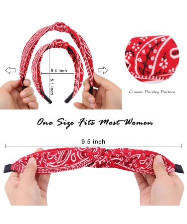 TOBATOBA 8 Pack Bandana Headband for Women - Elastic Paisley Headbands - Wide Knotted Turban Style - Vintage Boho Design - No Slip - 4 Set (Black, Red, Blue, White) - Buy Online on GoSupps.com