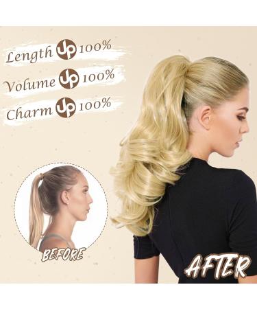 BARSDAR Short Wavy Ponytail Extension - 16'' Light Ash Blonde Mixed | Clip-in Synthetic Hairpiece for Women - Buy Online on GoSupps.com