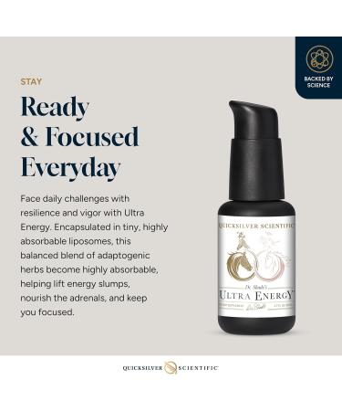 Quicksilver Scientific Dr. Shade's Ultra Energy - Liposomal Adaptogenic Adrenal Energy + Cognitive Support Supplement with Rhodiola Reishi Ashwagandha for Women + Men (1.7 fl oz / 50ml) - Buy Online on GoSupps.com